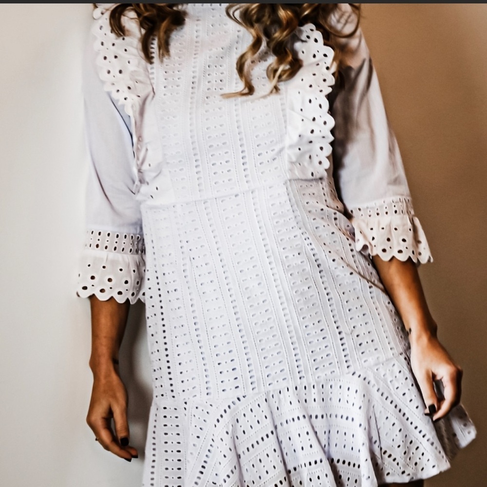 The CELESTE Eyelet Mini Ruffle-BLUE - Picture 3 of 5